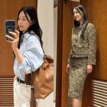 한지혜, 봄의 선택! 캐주얼 셔츠부터 트위드 슈트까지 멋쟁이 봄 피팅 페미닌룩