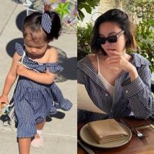 김윤지, 폭풍성장 2살 딸과 LA에서 행복한 투샷! 닮은꼴 스트라이프 커플 리조트룩
