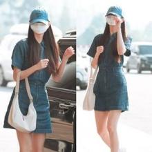 [패션엔숏] 아이브 장원영, 다 가려도 요정은 요정! 비현실 청청 원피스 핏 일본 출국