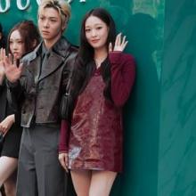 [패션엔 포토] 올데이프로젝트 애니, 재벌돌 다운 자주빛 럭셔리! 톤온톤 레더 원피스룩