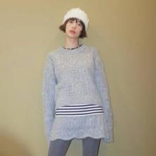 나나, 러블리한 얼굴선 비니가 압권! 그레이 톤온톤 레이어드 니트 셋업 윈터룩