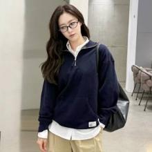 함은정, 신혼 3개월차 더 예뻐진 꾸안꾸 미모! 하프 집업 스웻셔츠 레이어드 여친룩