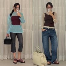 효민, 아우터 입기도 벗기도 애매한 요즘! 선택은 크롭톱 레이어드 봄 데일리룩