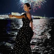 제시카, 베트남 푸꾸옥에서 밤바다 낭만! 오프숄더 땡땡이 원피스 로맨틱 리조트룩