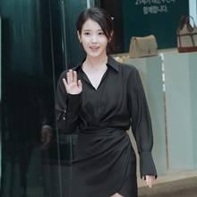 [패션엔 포토] 아이유, 대군부인의 품격! 비녀 꽂은 시크한 블랙 투피스룩 양재동  나들이