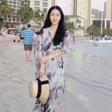 이정현, 하와이에서 하늘하늘 청순미! 우아한 루즈 핏 시폰 원피스 리조트 비치룩