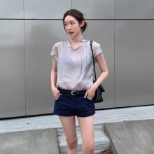 차정원, 짧게 짧게 쇼츠 하나로 끝냈다! 데님 쇼츠에 반팔 시어 톱 미니멀 핫섬머룩