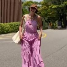 최은경 아나, 한여름 잊게 하는 50대 패셔니스타의 우아한 민소매 핑크! 라벤더 맥시 원피스룩