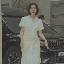 [패션엔 포토] 차주영, 밋밋한 스타일에 활력! 허리에 두른  니트와 원피스 레이어드룩 