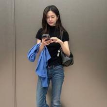 백진희, 대체 몸무게 얼마? 더 길어 보이는 말라깽이 데님 슬림 핏 슬렌더 데일리룩