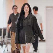 [패션엔 포토] 아이브 가을, 레더 재킷 속 레이스 미니 아찔! 시크&로맨틱 도쿄 출국