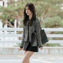 [패션엔 포토] 아이브 리즈, 이렇게 말랐었나? 말라깽이 인형 각선미 뽐낸 미니와 트위드 재킷 출국룩 
